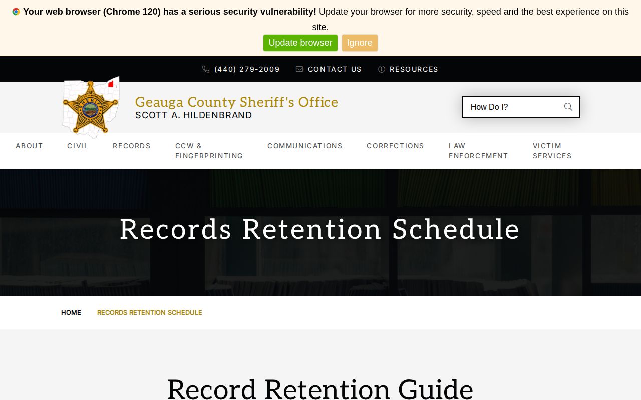 Geauga County Safety Center release record retention schedule