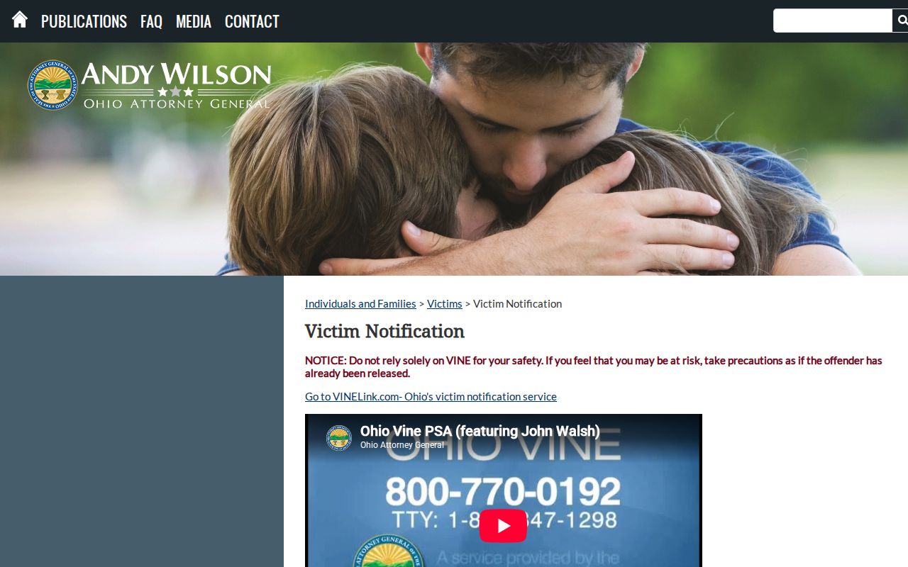 Official Ohio VINE release notification information for Geauga County